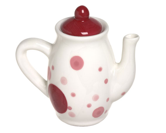Tetera con topos rosa